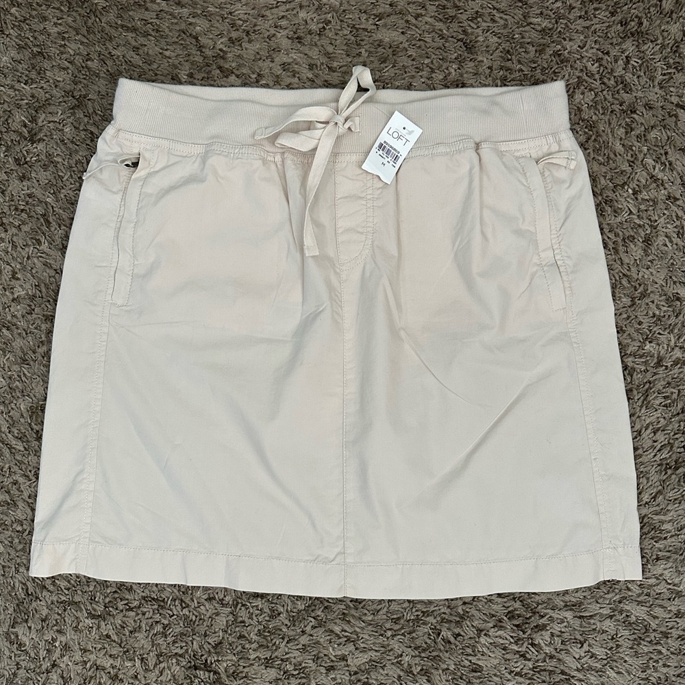 LOFT Beige Mini Skirt with Drawstring